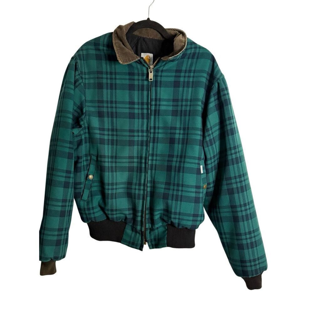 Carhartt Santa Fe Jacket JQW64 Rugged Westernwear Worsterlon Green Flannel Plaid